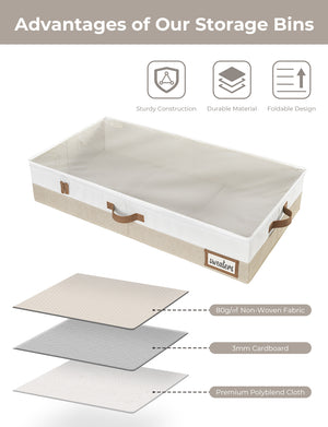 Under Bed Storage Containers with Lid, Two-Tone Design, 2 Pack