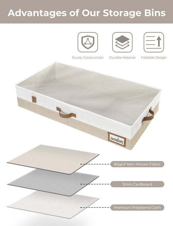 Under Bed Storage Containers with Lid, Two-Tone Design, 2 Pack