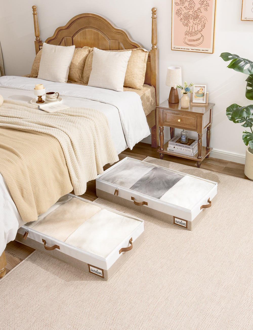 Under Bed Storage Containers with Lid, Two-Tone Design, 2 Pack