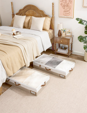 Under Bed Storage Containers with Lid, Two-Tone Design, 2 Pack