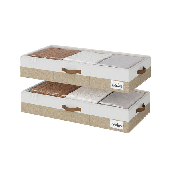 Two-Tone Under Bed Storage Containers with Lid, Set of 2