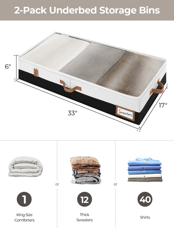 Under Bed Storage Containers with Lid, Two-Tone Design, 2 Pack