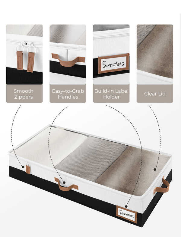 Under Bed Storage Containers with Lid, Two-Tone Design, 2 Pack