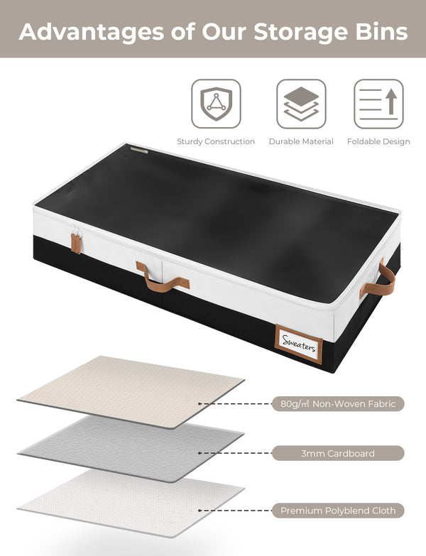 Under Bed Storage Containers with Lid, Two-Tone Design, 2 Pack