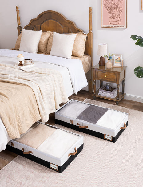 Under Bed Storage Containers with Lid, Two-Tone Design, 2 Pack