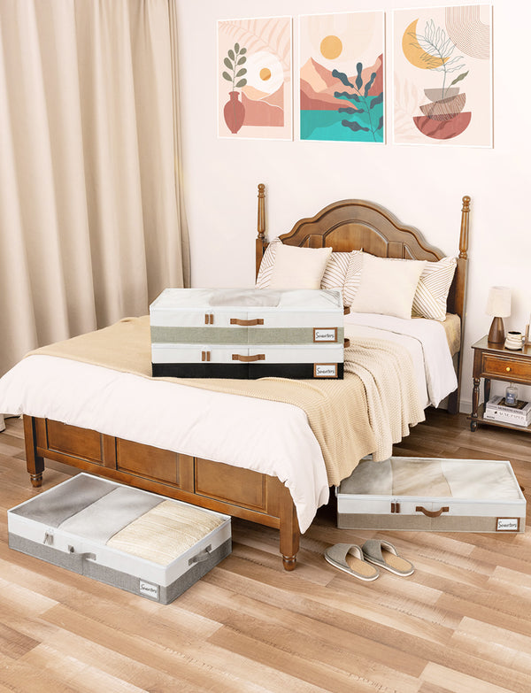 Under Bed Storage Containers with Lid, Two-Tone Design, 2 Pack