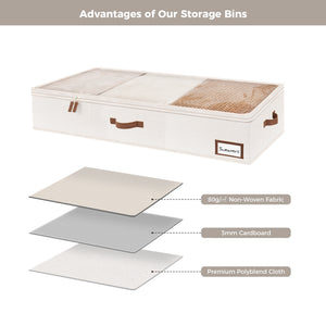 Fabric Under Bed Storage Bins with Lid, 2 Pack