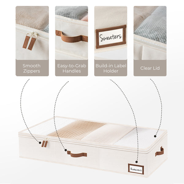 Fabric Under Bed Storage Bins with Lid, 2 Pack