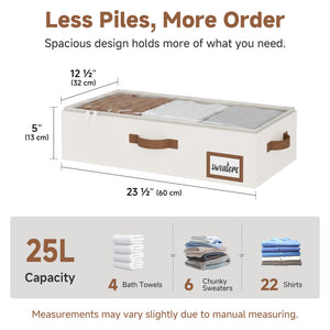 Fabric Under Bed Storage Bins with Lid, 2 Pack