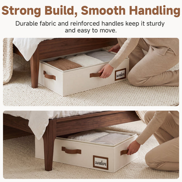 Fabric Under Bed Storage Bins with Lid, 2 Pack