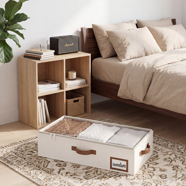 Fabric Under Bed Storage Bins with Lid, 2 Pack