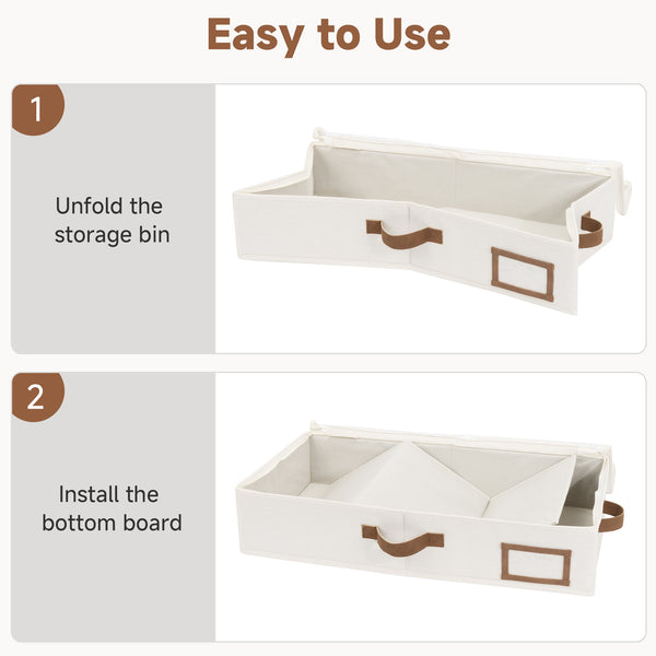 Fabric Under Bed Storage Bins with Lid, 2 Pack