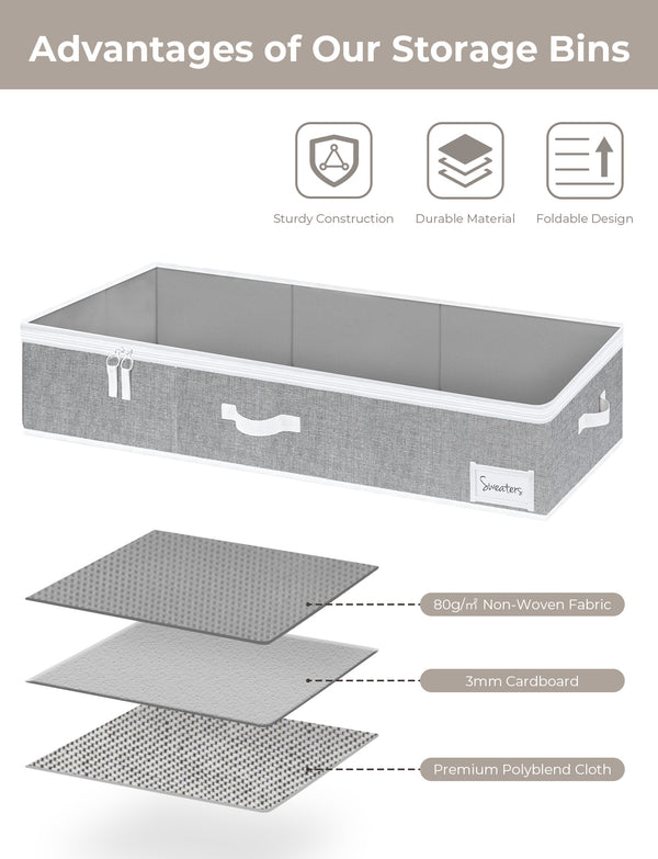 Under Bed Storage Containers with Lid, Solid Color, 2 Pack