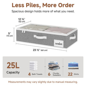 Fabric Under Bed Storage Bins with Lid, 2 Pack