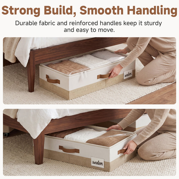 Two-Tone Under Bed Storage Containers with Lid, Set of 2