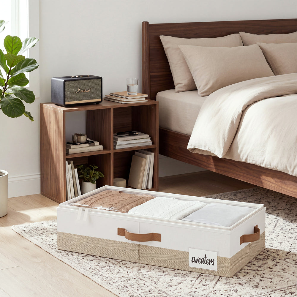 Two-Tone Under Bed Storage Containers with Lid, Set of 2