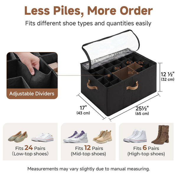 Shoe Organizer for Closet with Adjustable Dividers, Fits up to 16 Pairs