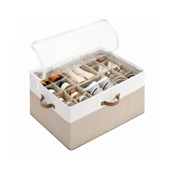 Shoe Organizer for Closet with Adjustable Dividers, Fits up to 16 Pairs