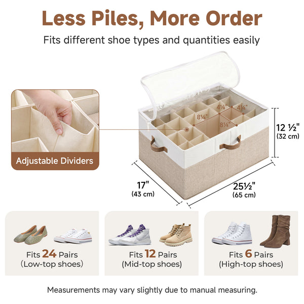 Shoe Organizer for Closet with Adjustable Dividers, Fits up to 16 Pairs