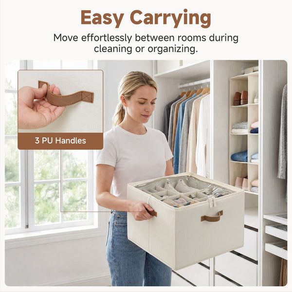 Shoe Organizer for Closet with Adjustable Dividers, Fits up to 16 Pairs