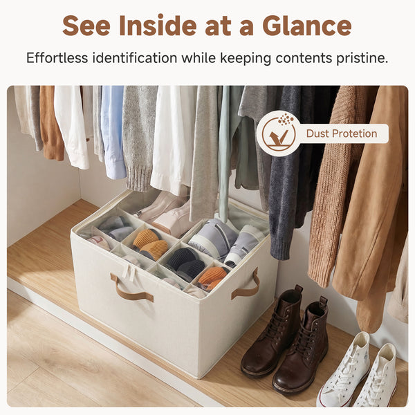 Shoe Organizer for Closet with Adjustable Dividers, Fits up to 16 Pairs