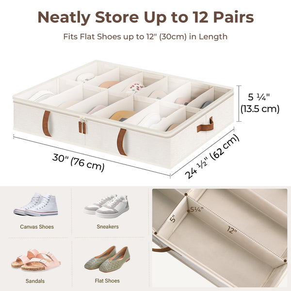 Under Bed Shoe Organizer for Closet, 2-Pack