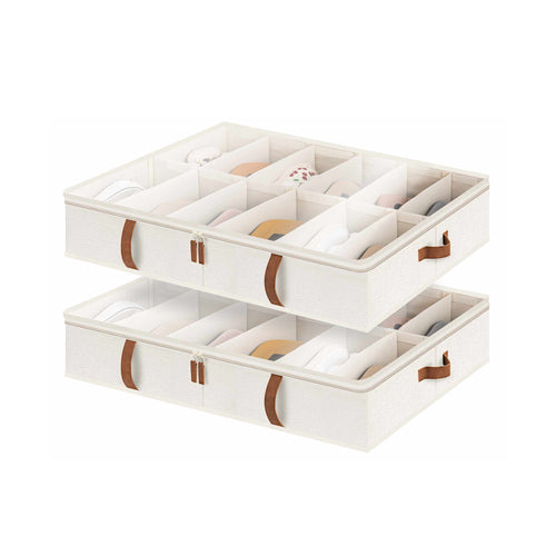Under Bed Shoe Organizer for Closet, 2-Pack