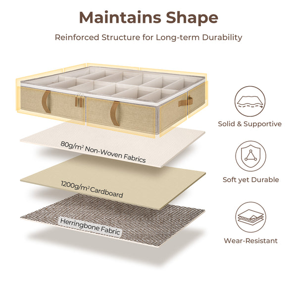 Under Bed Shoe Organizer for Closet, 2-Pack