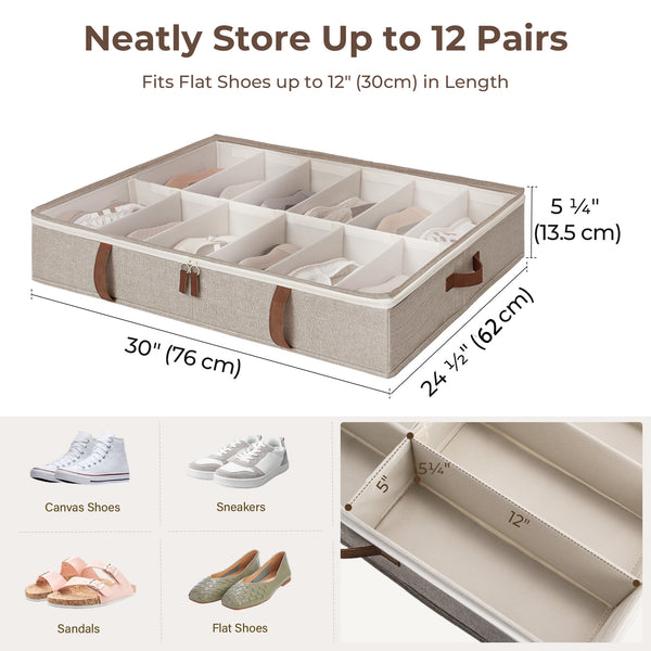 Under Bed Shoe Organizer for Closet, 2-Pack