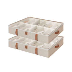 Under Bed Shoe Organizer for Closet, 2-Pack