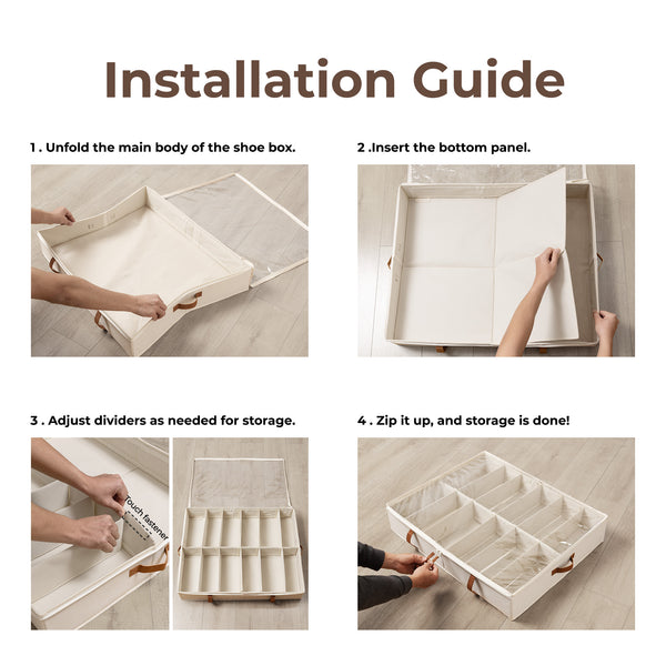 Under Bed Shoe Organizer for Closet, 2-Pack