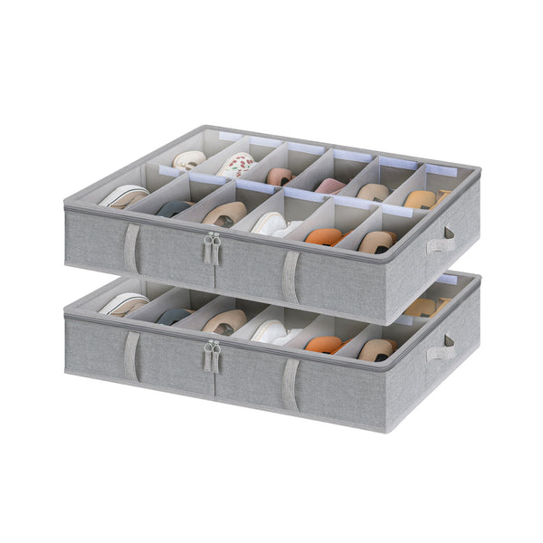 Under Bed Shoe Organizer for Closet, 2-Pack