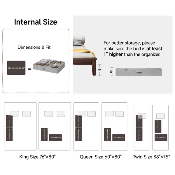 Under Bed Shoe Organizer for Closet, 2-Pack