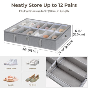 Under Bed Shoe Organizer for Closet, 2-Pack