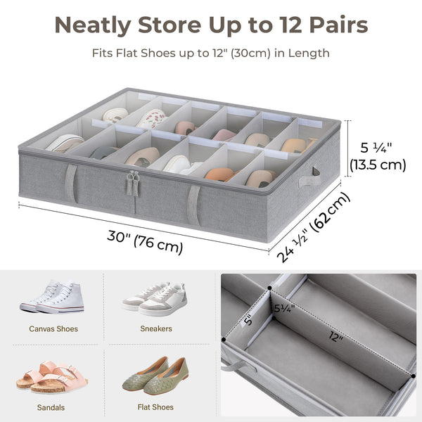 Under Bed Shoe Organizer for Closet, 2-Pack