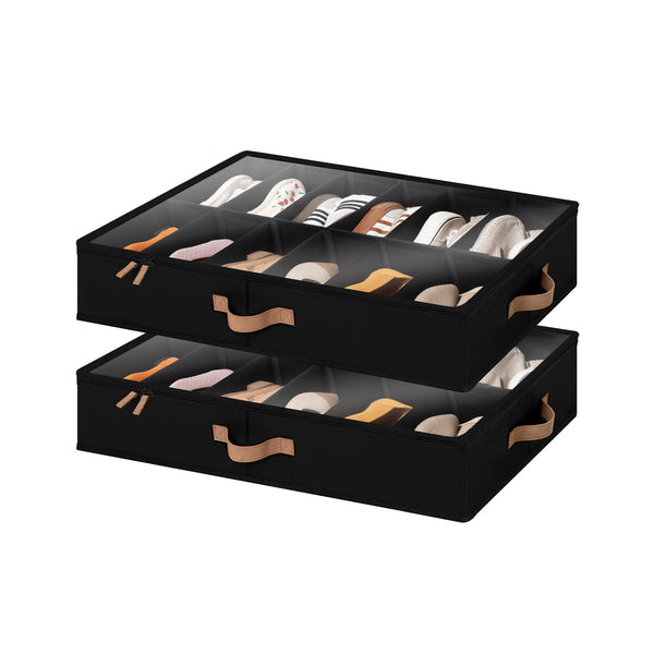 Under Bed Shoe Organizer for Closet, 2-Pack