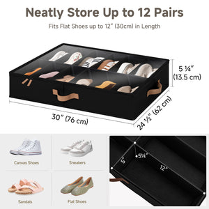 Under Bed Shoe Organizer for Closet, 2-Pack