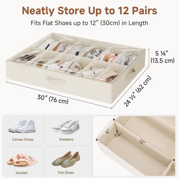 Soft-Touch Under Bed Shoe Organizer, Set of 2