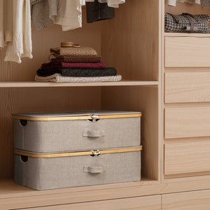 Underbed Storage Box with Lid, Bamboo Frame