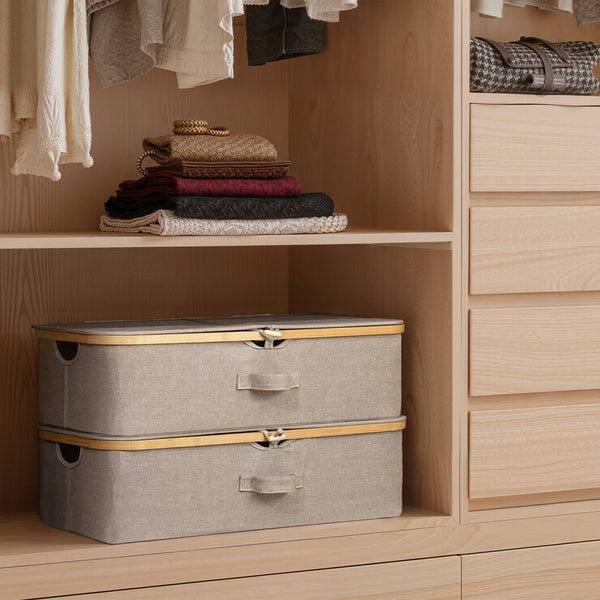 Underbed Storage Box with Lid, Bamboo Frame