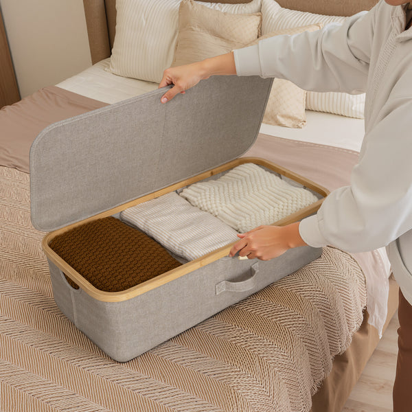 Underbed Storage Box with Bamboo Frame
