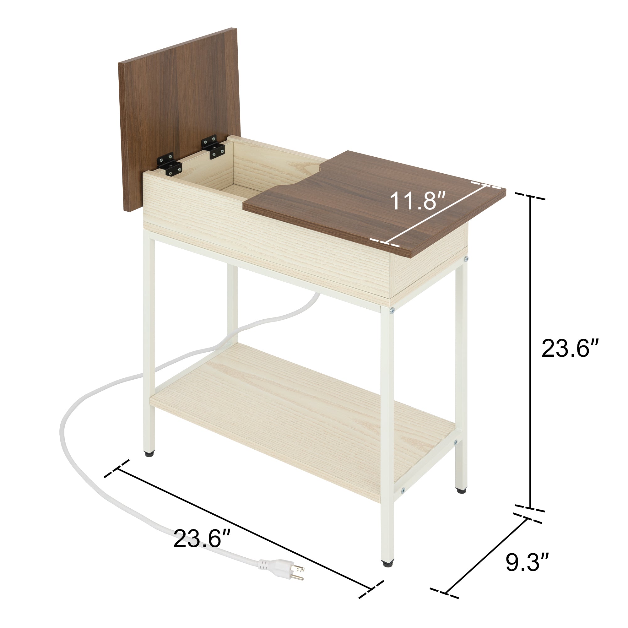 Flip Top End Table with Storage and Built-In Outlets