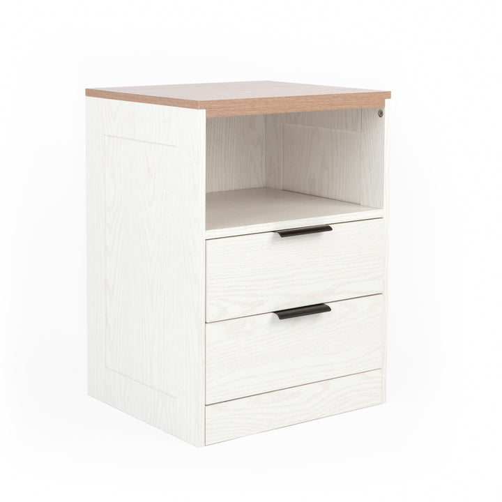 LED Wood Nightstand with 2 Drawers