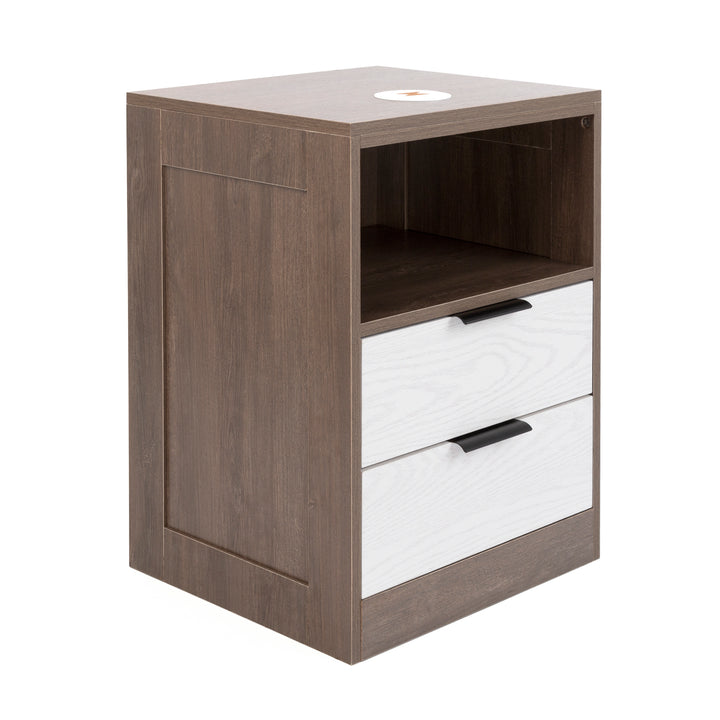 LED Wood Nightstand with 2 Drawers