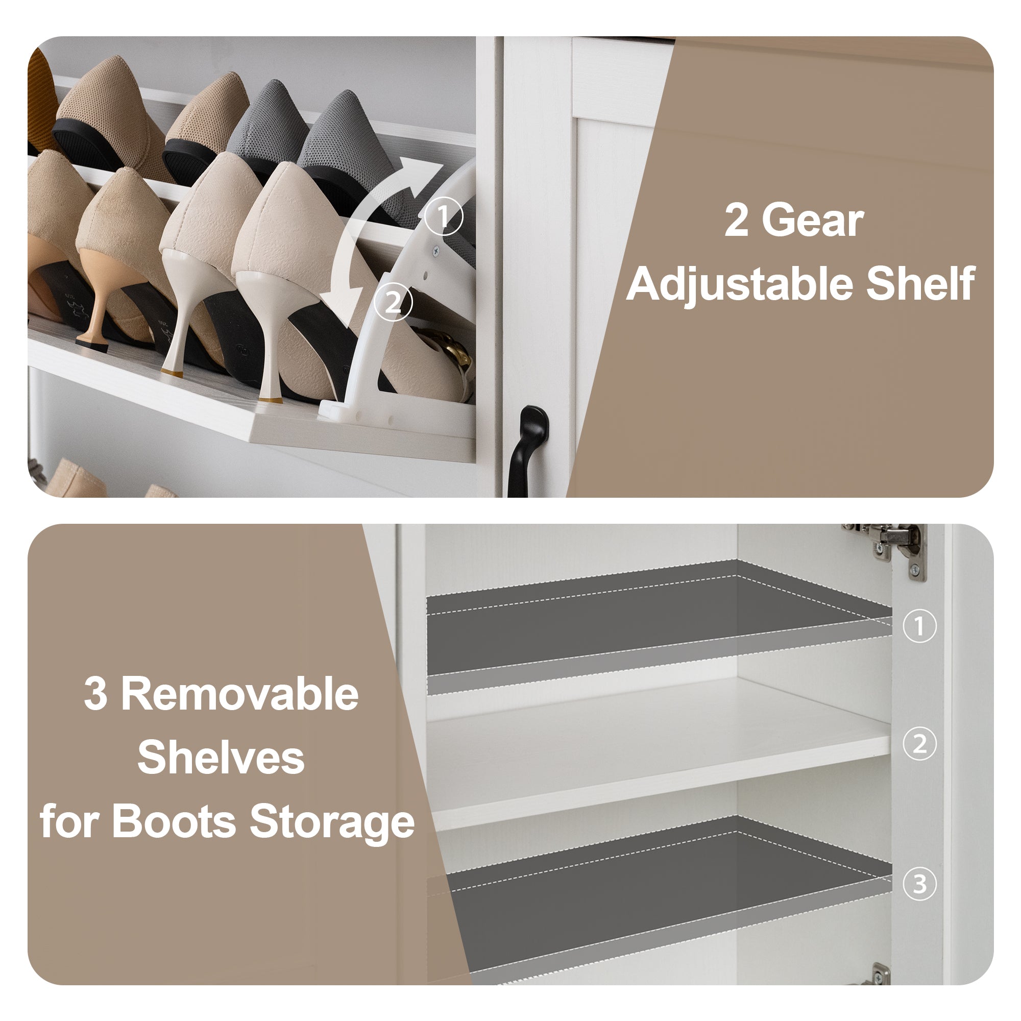 Large Shoe Storage Cabinet with Adjustable Shelves
