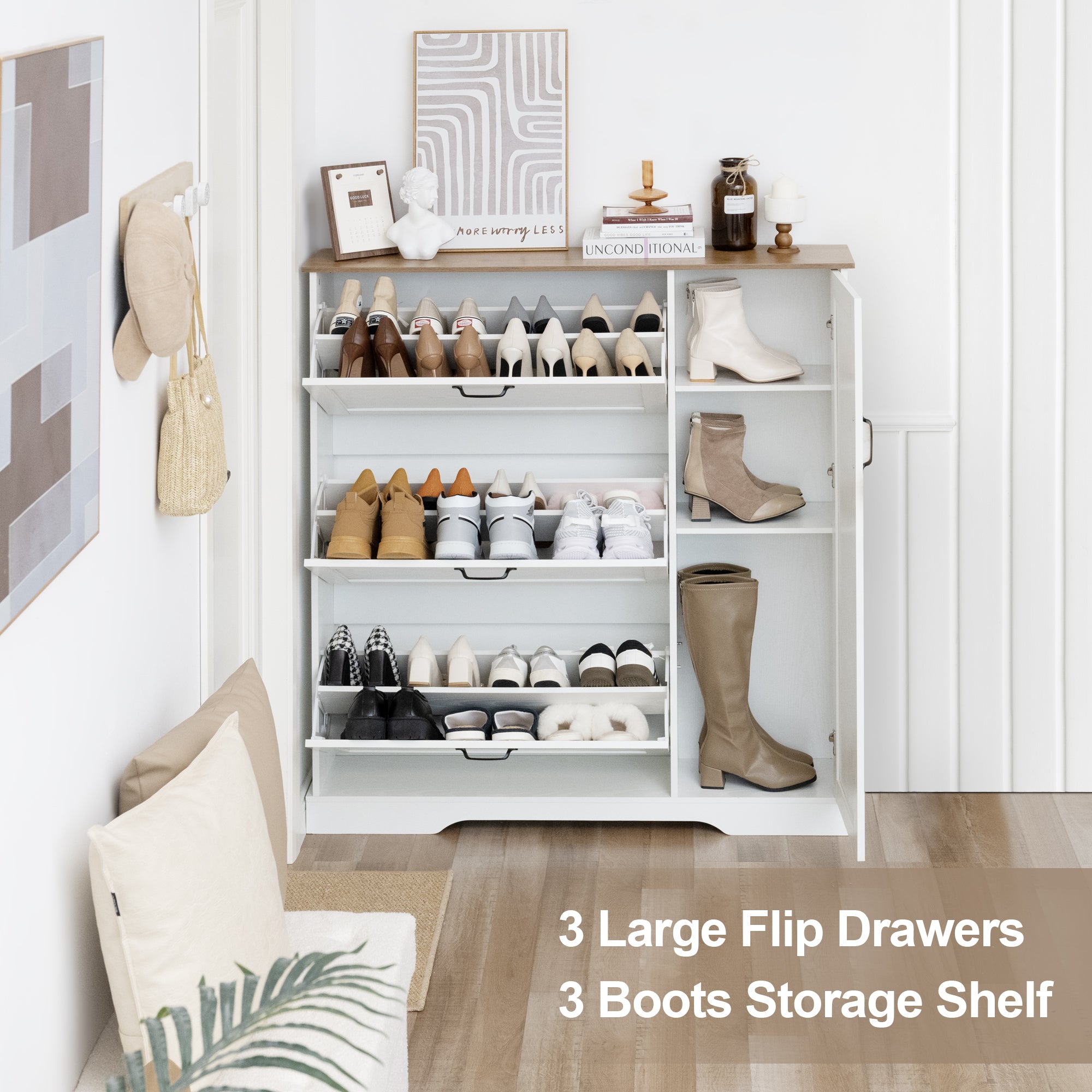 Large Shoe Storage Cabinet with Adjustable Shelves