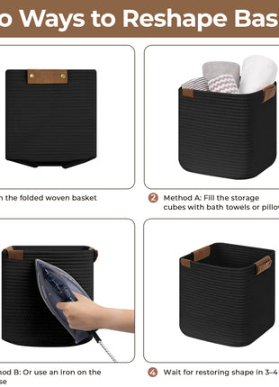 Woven Storage Cubes Organizer, 11 inch, 3 Pack