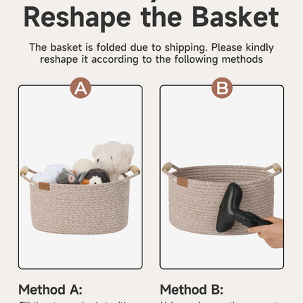StorageWorks 13 inch Cotton Rope Woven Basket for Organizing