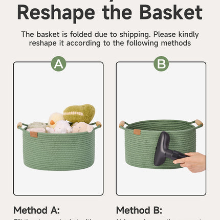 StorageWorks 13 inch Cotton Rope Woven Basket for Organizing