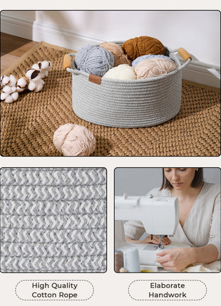 13 inch Cotton Rope Woven Basket for Organizing